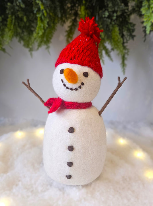 PRE-ORDER Decoratie Sneeuwpop Rood 27 CM