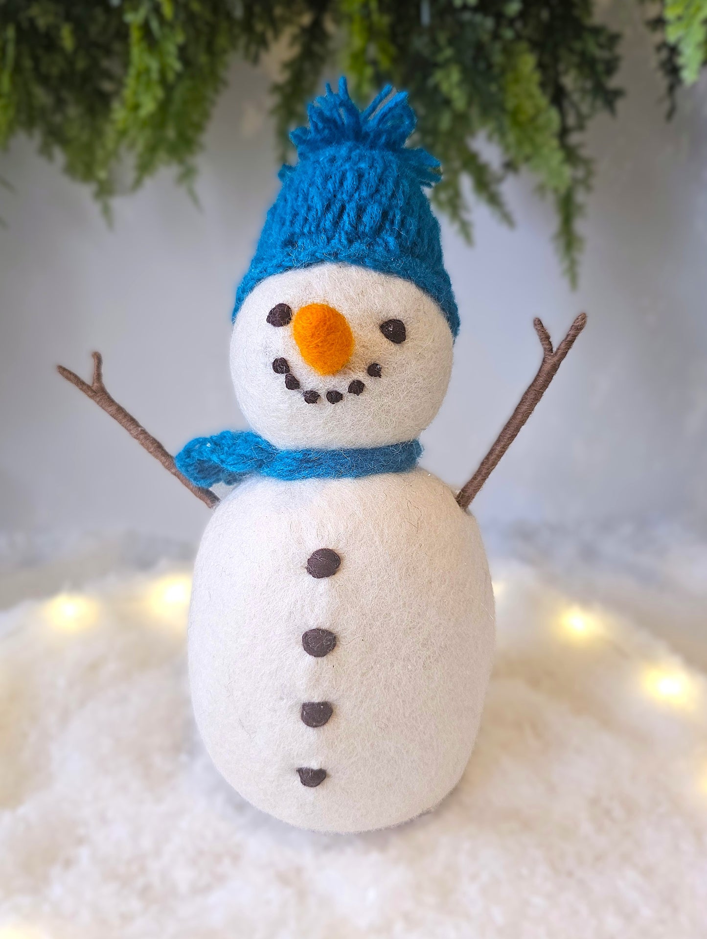 PRE-ORDER Decoratie Sneeuwpop Blauw 27 CM