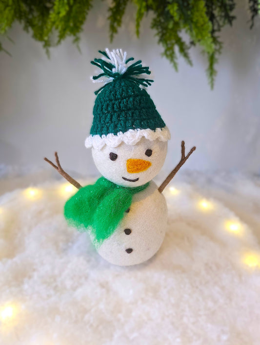 PRE-ORDER Decoratie Sneeuwpop Groen 20 CM