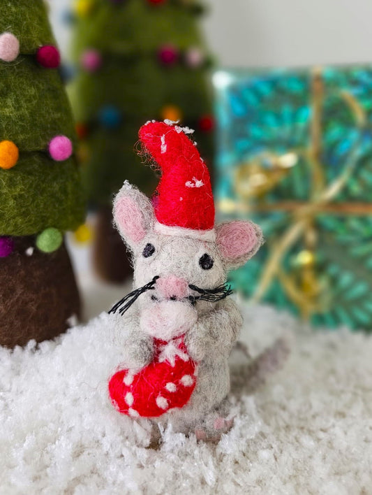 PRE-ORDER Hanger Kerst Muis met Sok