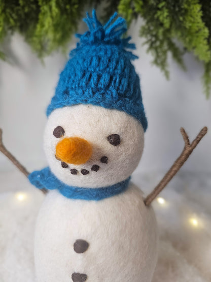 PRE-ORDER Decoratie Sneeuwpop Blauw 27 CM