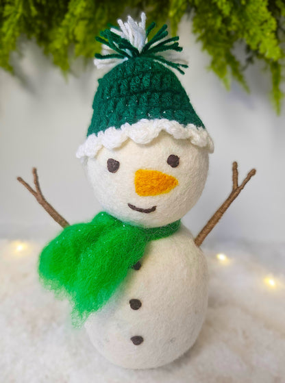PRE-ORDER Decoratie Sneeuwpop Groen 20 CM