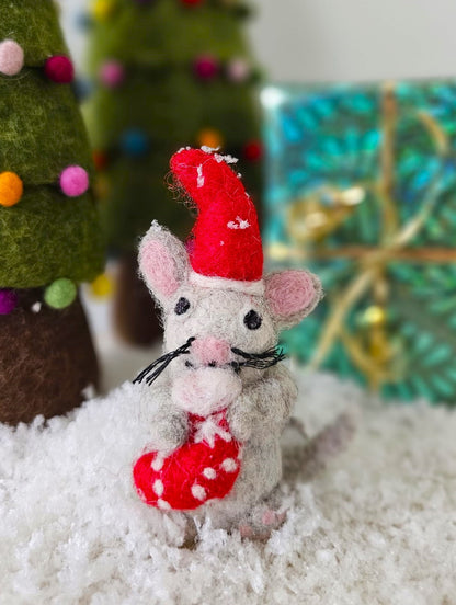 PRE-ORDER Hanger Kerst Muis met Sok
