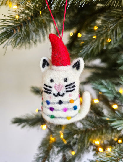 PRE-ORDER Hanger Kat met Kerstlampjes