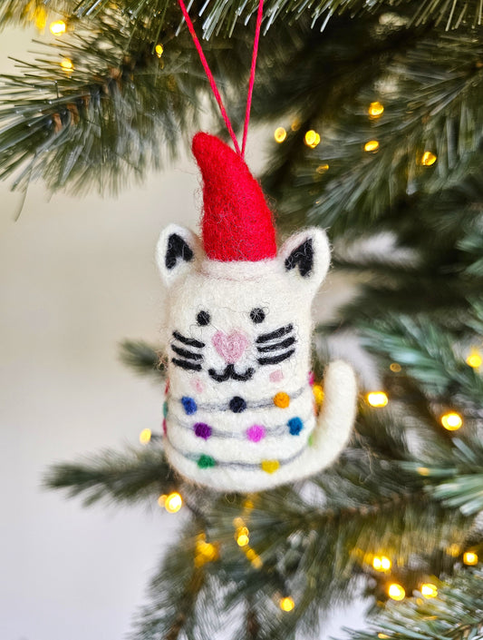 PRE-ORDER Hanger Kat met Kerstlampjes