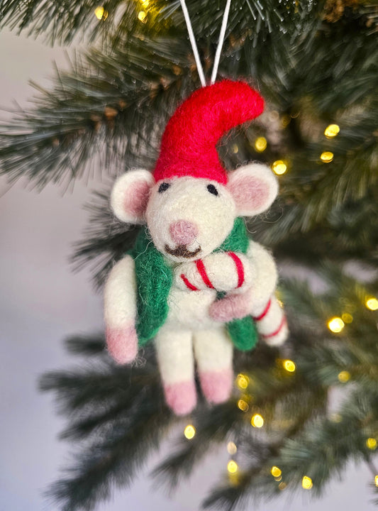 PRE-ORDER Hanger Kerst Muis met Zuurstok