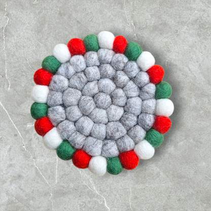 Onderzetter Pom Kerst 10 CM