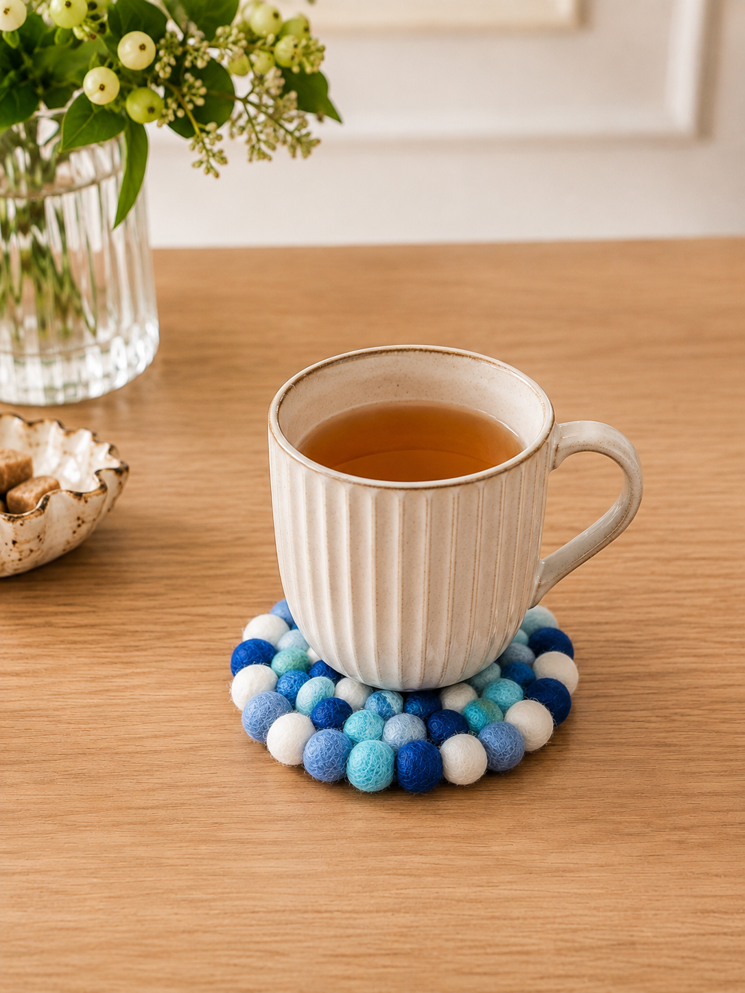 Onderzetter Pom Blauw 10 CM