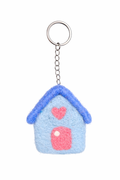 Sleutelhanger Huisje Blauw
