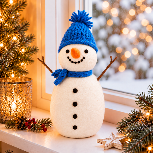 Decoratie Sneeuwpop Blauw 27 CM