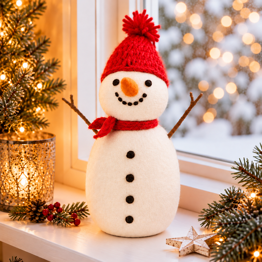 Decoratie Sneeuwpop Rood 27 CM
